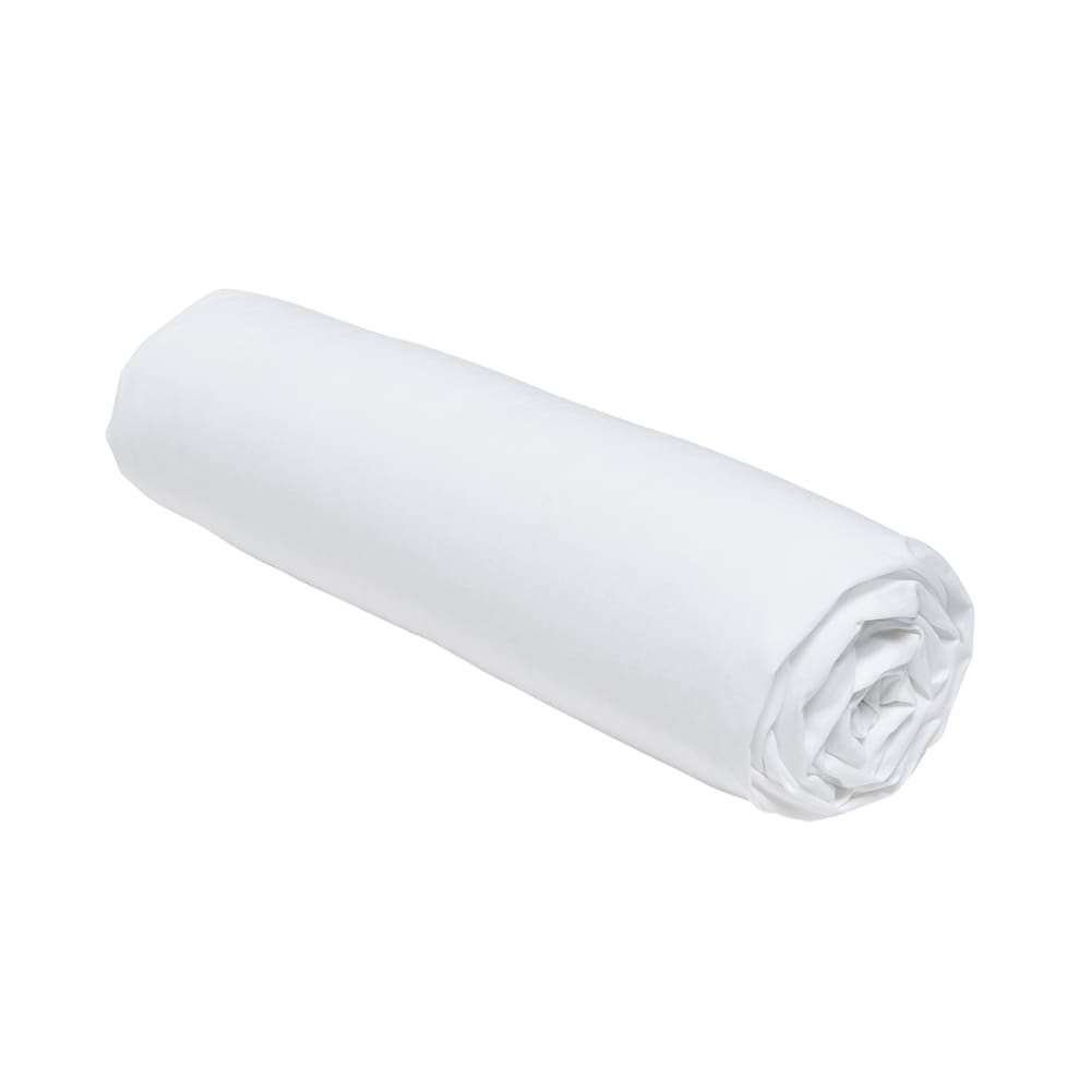 Drap housse 2 personnes uni coton 140x190 cm blanc — vue 4