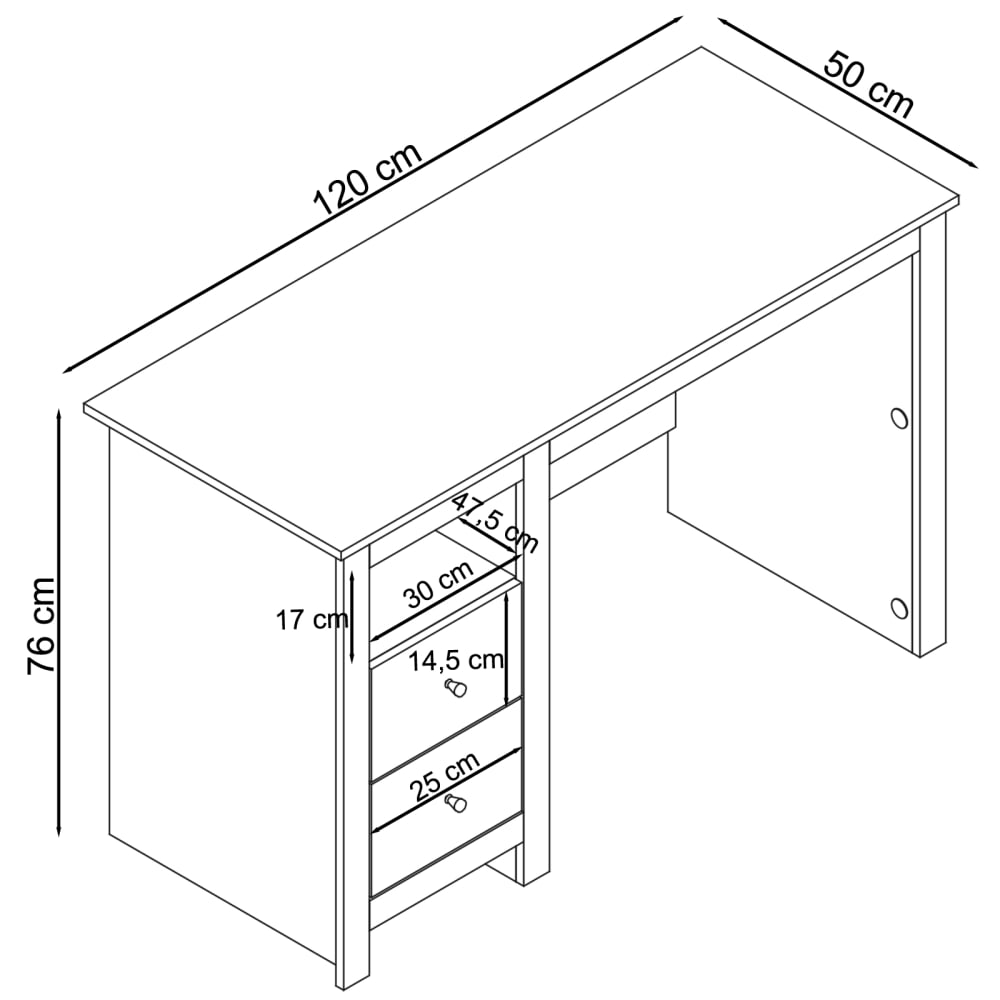 Schreibtisch 2 Türen Eiche Grau - Maisons Du Monde