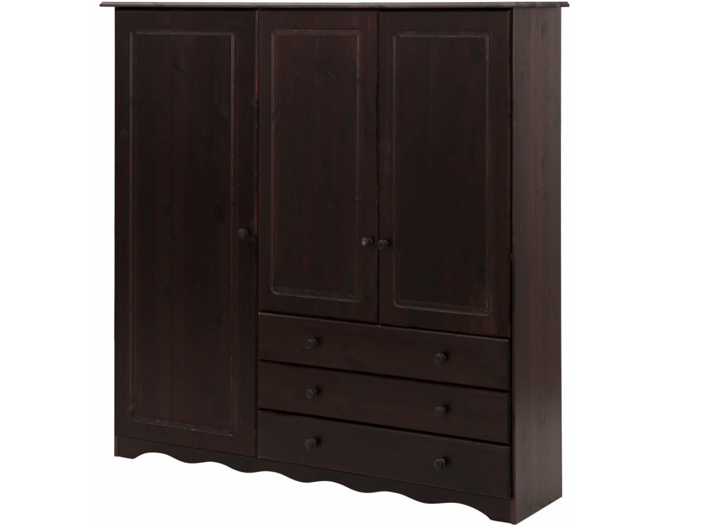 Armoire à linge 3 portes 3 tiroirs marron