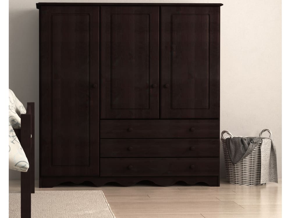 Loft24 Wäscheschrank 3 Türen 3 Schubladen Havanna Braun Holz