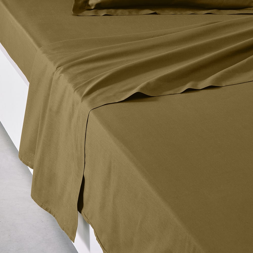 Drap plat pour lit 2 personnes uni  240x300 cm Bronze