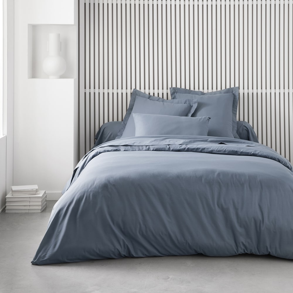 Drap plat pour lit 2 personnes uni 240x300 cm bleu ardoise — vue 3