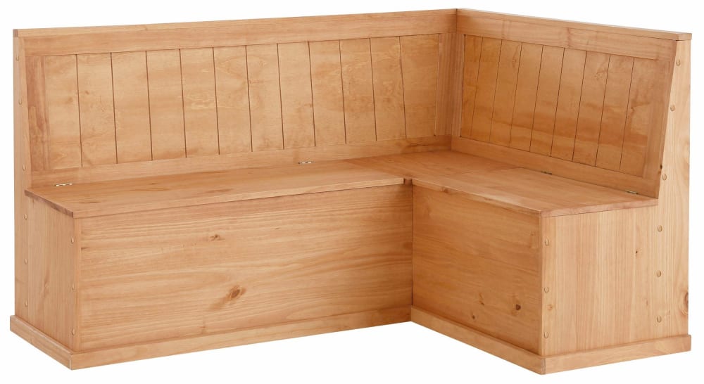 banc d'angle en pin marron
