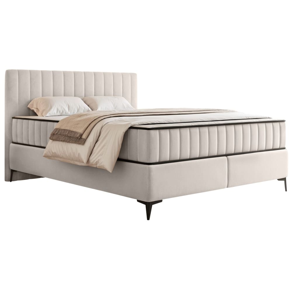 Selsey Boxbett 140x200 mit Bettkasten und Samtbezug, hellbeige style modern Öko-Tex Zertifikat - Stoff