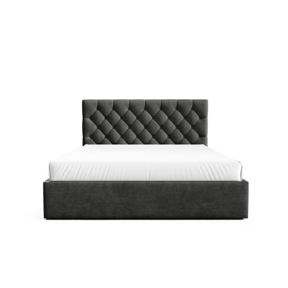 Lit coffre tissu velours gris 140 x 200