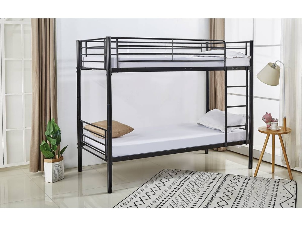 Lit superposé en acier noir 200 x 97 x 165 cm
