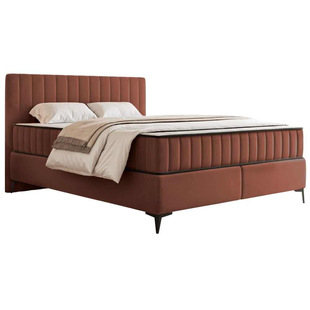 Selsey Boxbett 180x200 mit Bettkasten und Samtbezug, kupfer style modern Öko-Tex Zertifikat - Stoff