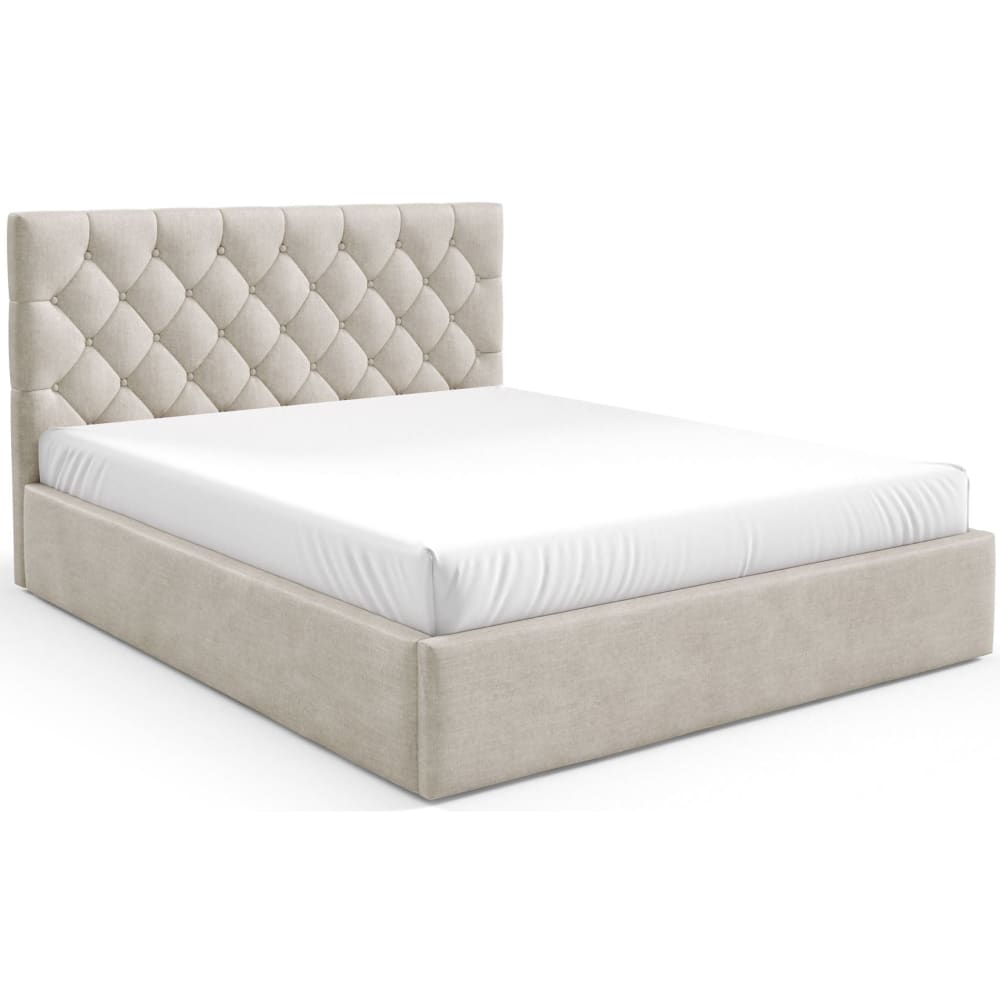 Lit rembourré 140x200 cm avec coffre en velours beige clair