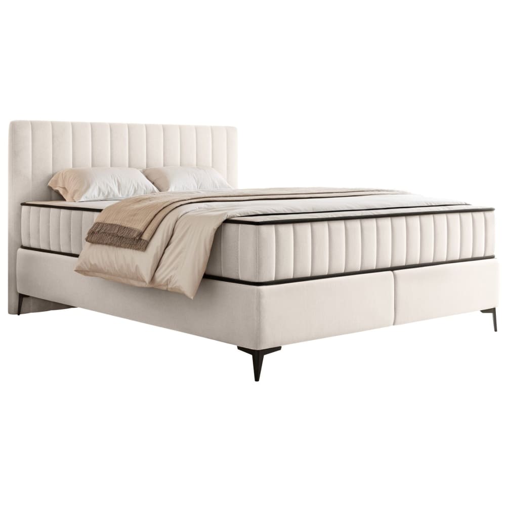 Selsey Boxbett 180x200 mit Bettkasten und Samtbezug, creme style modern Beige Öko-Tex Zertifikat Stoff