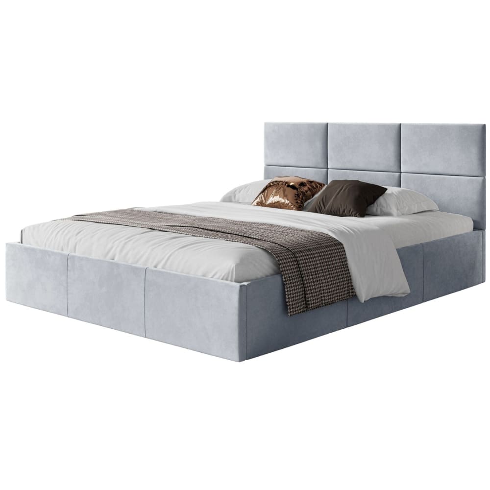 Selsey Polsterbett 160x200 mit Bettkasten, Samtbezug, hellgrau style modern - Stoff
