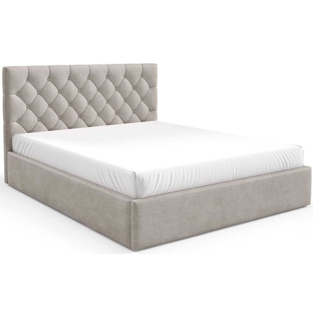 Lit rembourré 140x200 cm avec coffre en velours beige