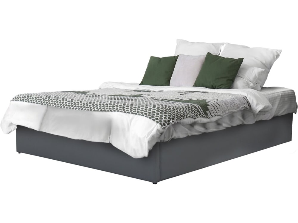 Lit coffre en pvc gris