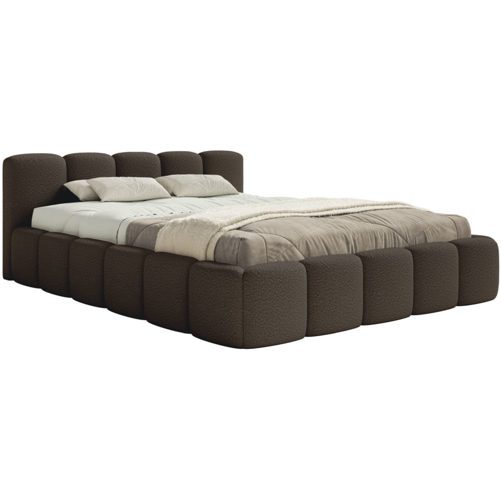 Lit rembourré 160x200 cm en boucle brun