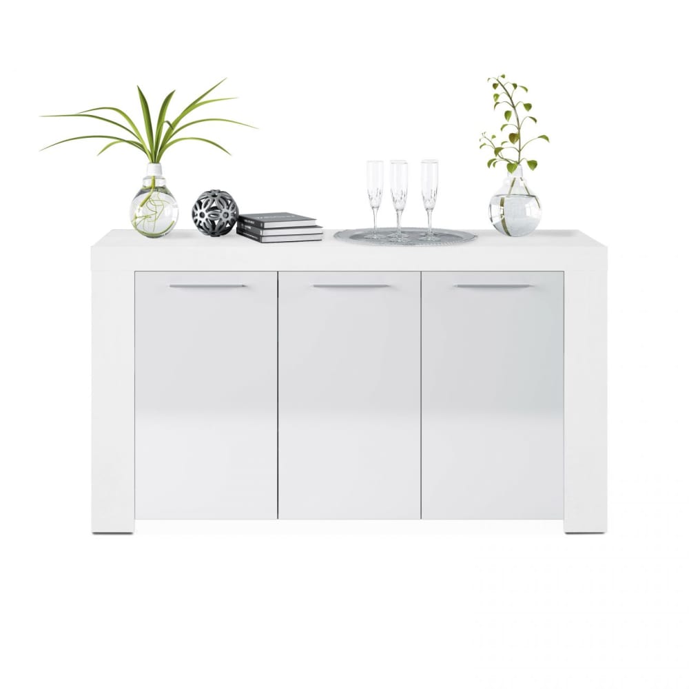 aparador de 3 puertas con gran almacenamiento 144 cm blanco