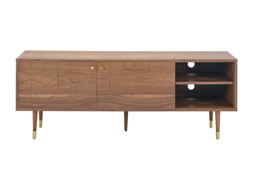 Meuble tv avec 2 portes - placage noyer