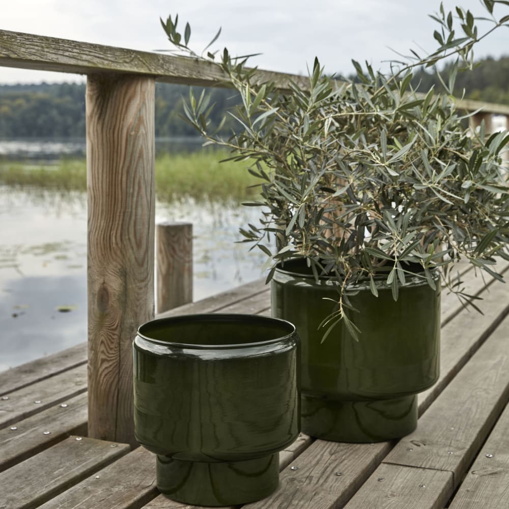 Cache-pots en métal vert ( lot de 2 )