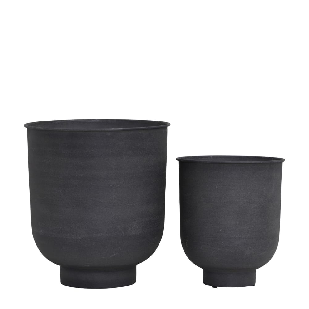 Cache-pots en métal gris ( lot de 2 ) — Beyit