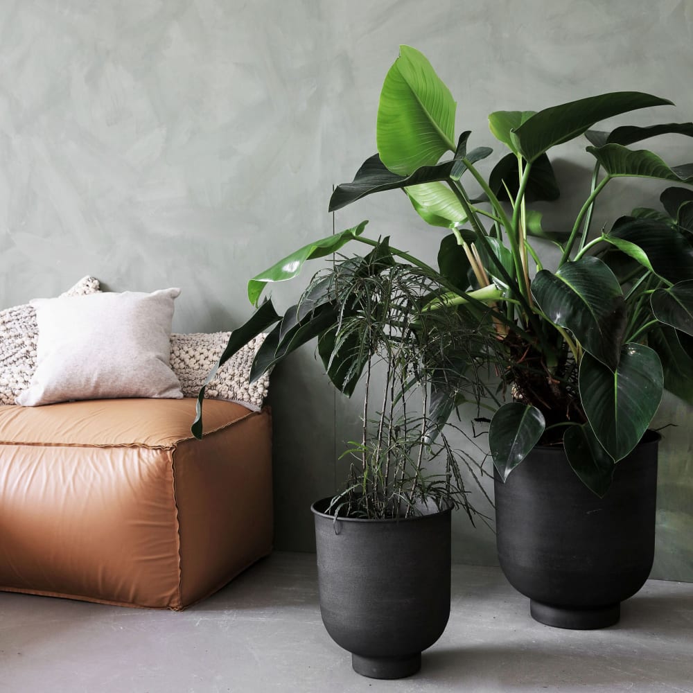 Cache-pots en métal gris ( Lot de 2 )