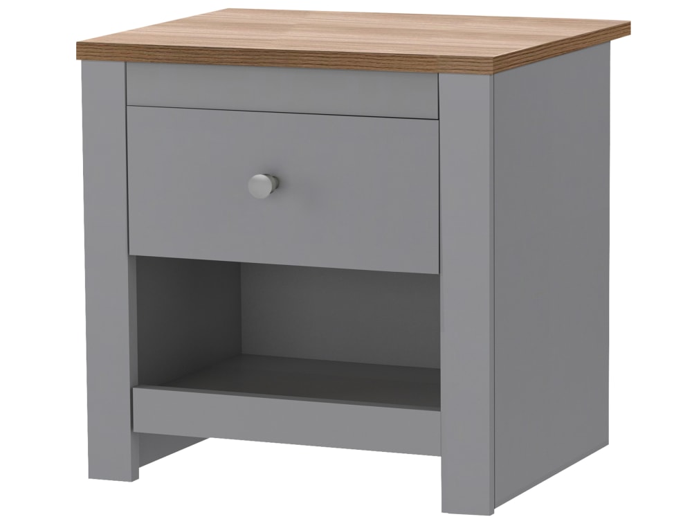 Loft24 Nachttisch mit 1 Schublade Eiche Grau Grau Spanplatte