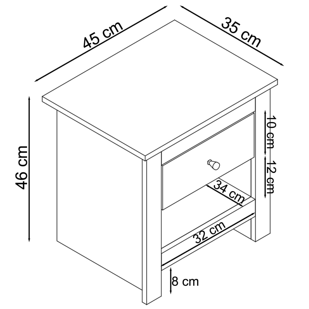 Nachttisch mit 1 Schublade Eiche Grau - Maisons Du Monde