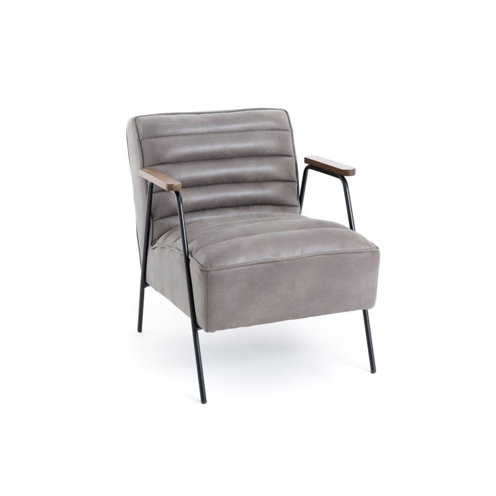 Fauteuil relax en simili et pieds métal gris