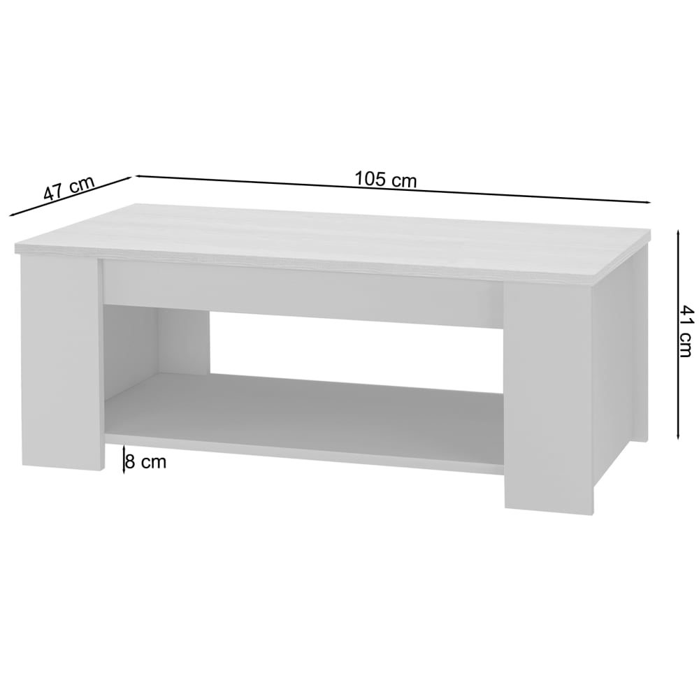 Couchtisch mit 1 Ablage aus MDF Eiche und Creme - Maisons Du