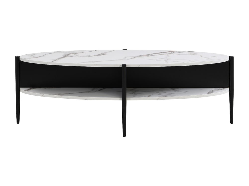 Table basse fixe effet bois noir, blanc