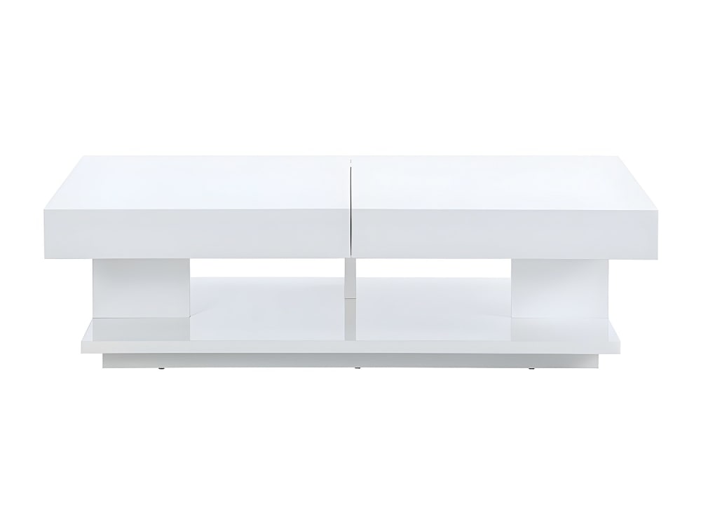 Table basse fixe effet bois blanc