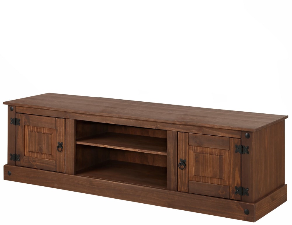 Meuble tv avec 2 portes en pin marron