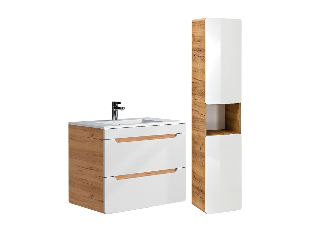 Ensemble salle de bain mdf naturel clair