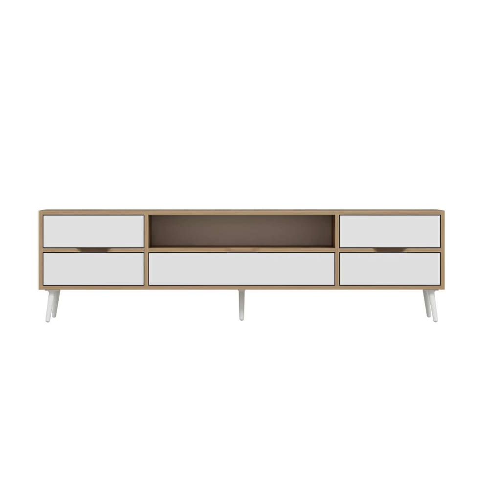 mueble de tv elina con almacenamiento color blanco