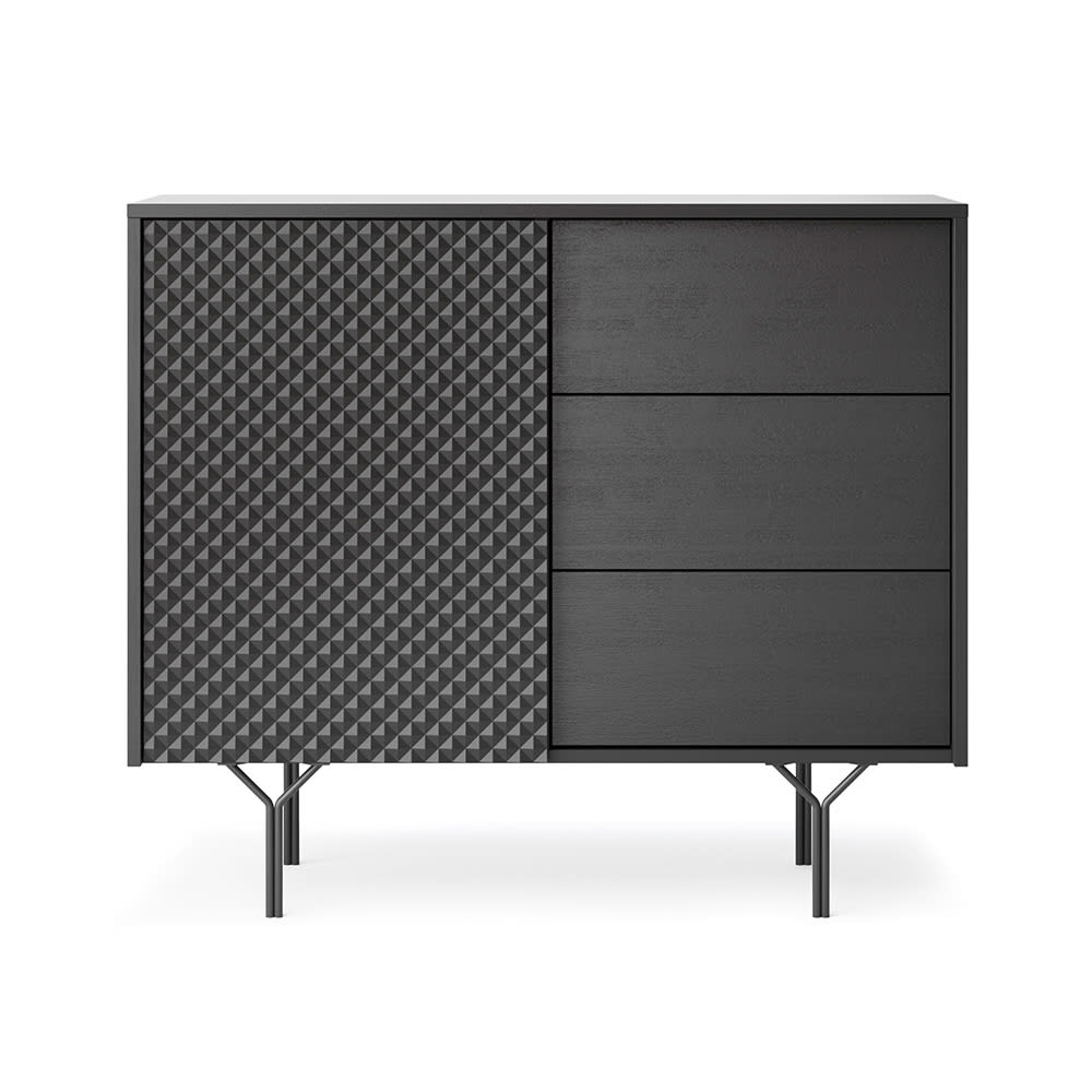 Kommode mit 3D-Style aus Holz, 97x38x83cm, schwarz - Maisons Du