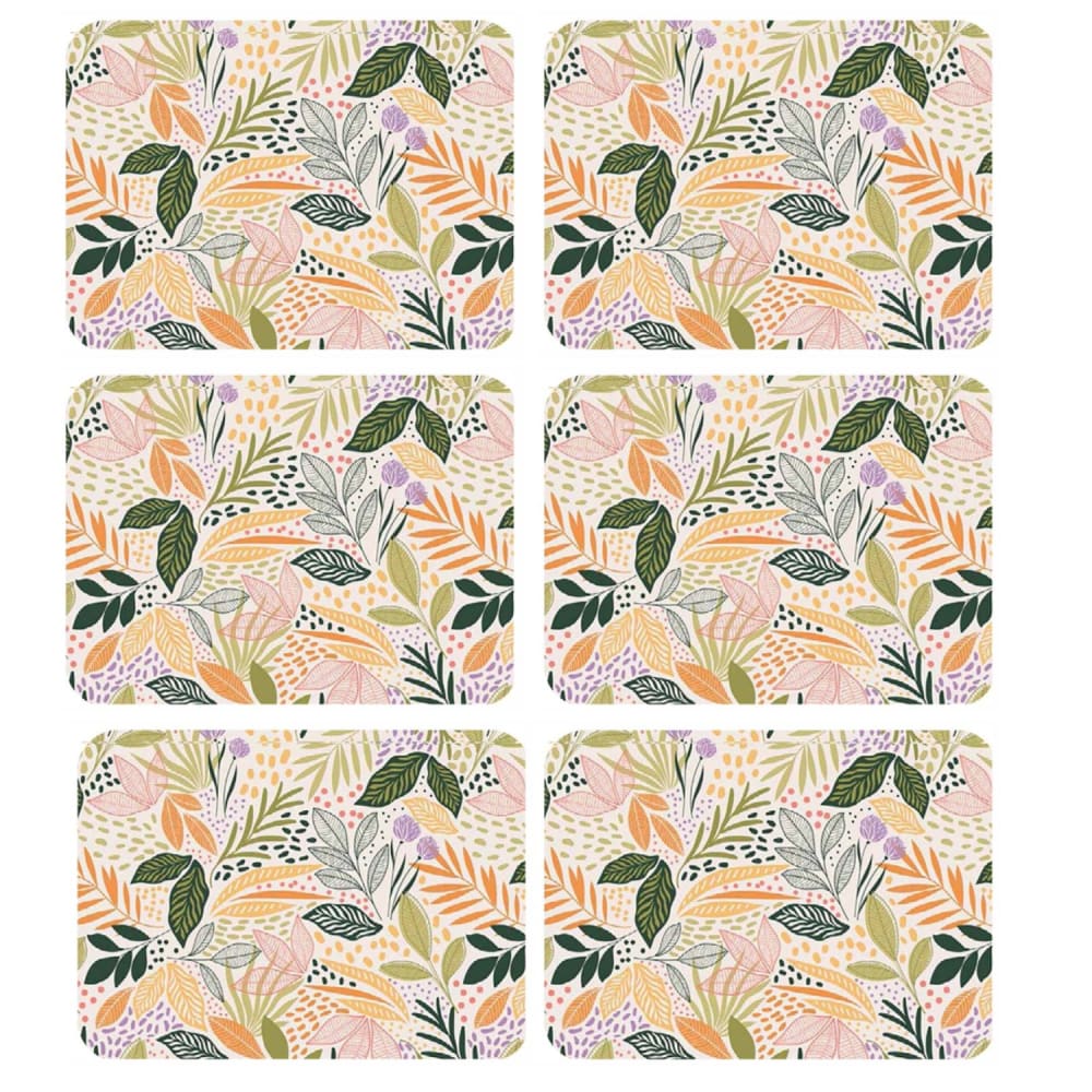 Lot de 6 sets de table motifs feuillage 28 x 43 cm