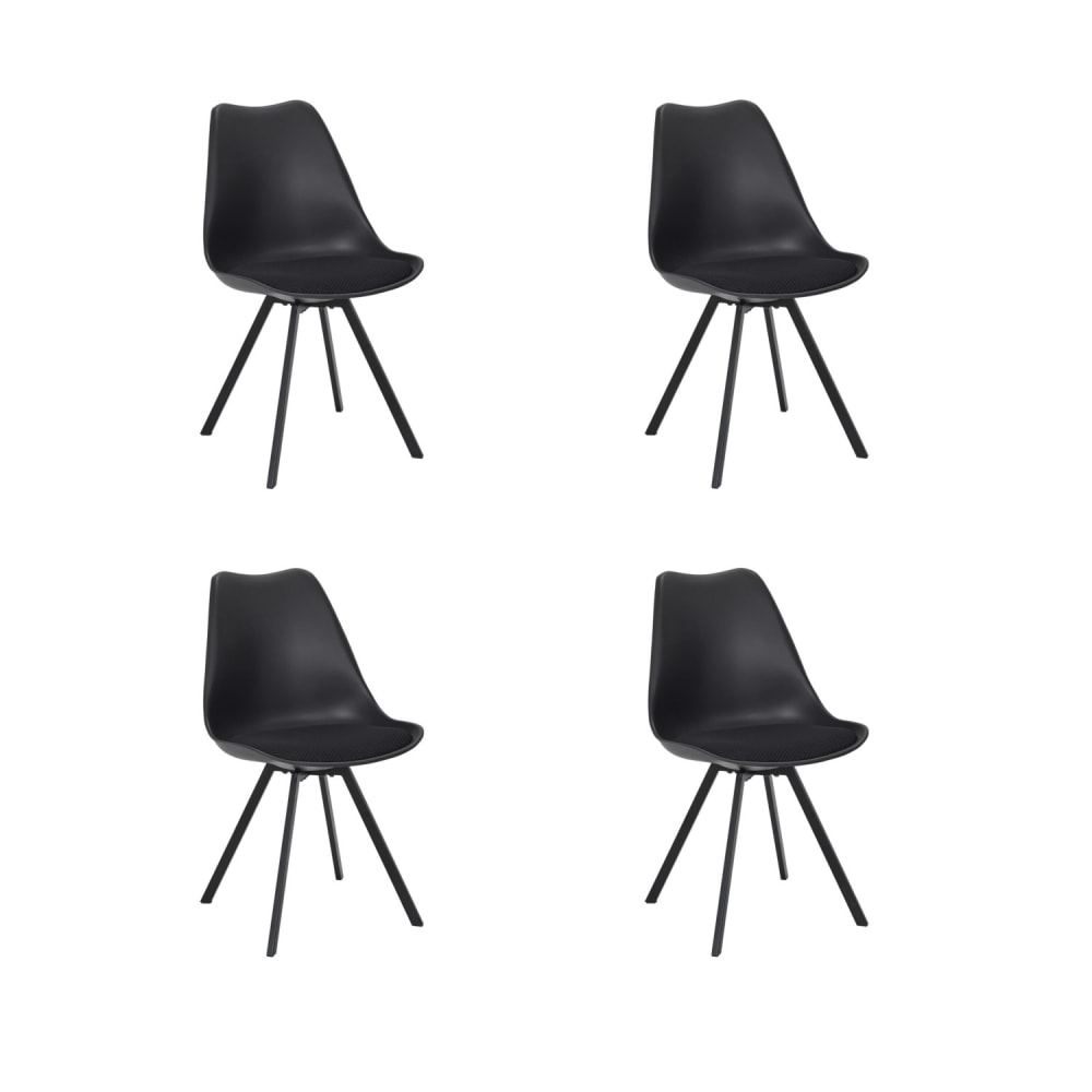 Lot de 4 chaises avec coussin noires