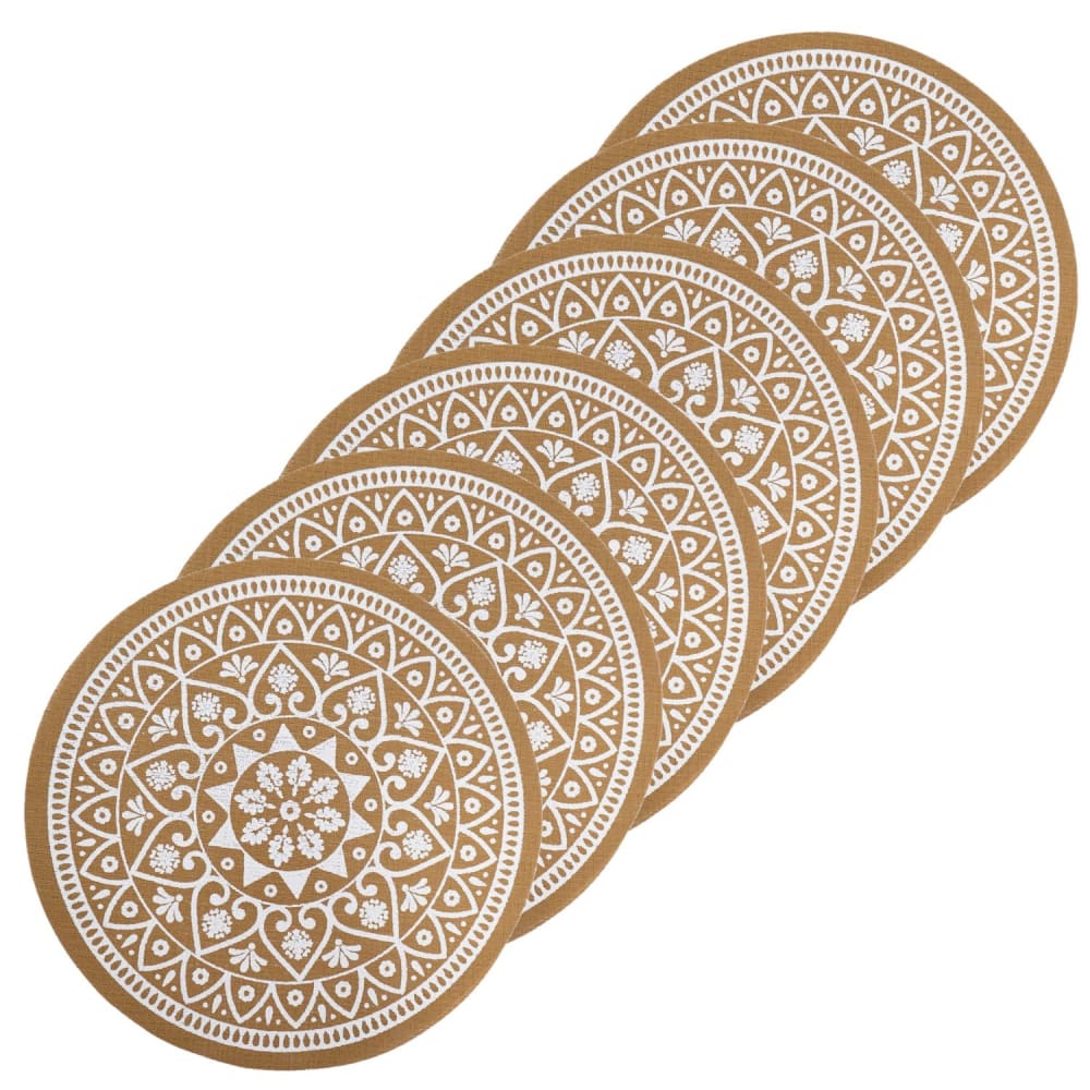 Lot de 6 sets de table imitation jute lessivables blanc et marron