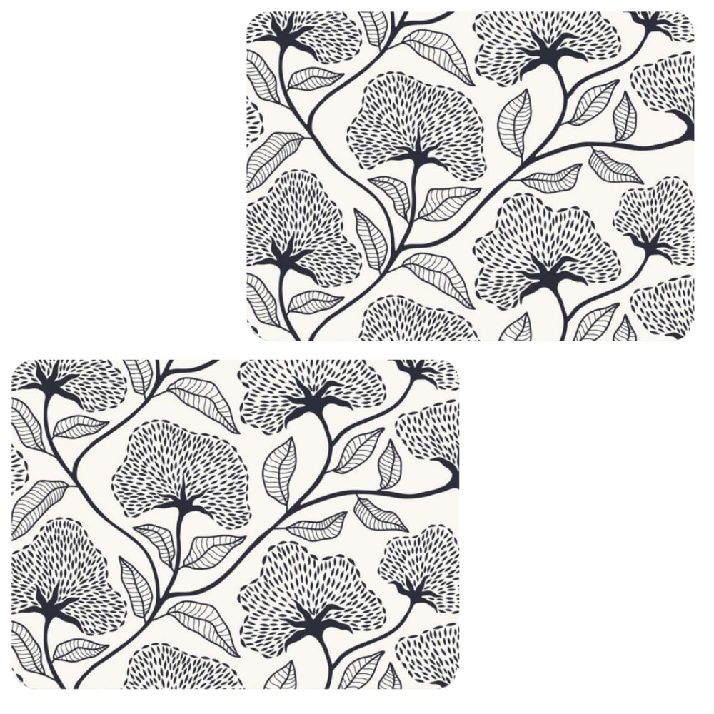 Lot de 2 sets de table motifs ginkgo beige et noir 28 x 43 cm