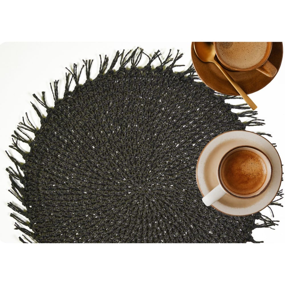 Lot de 6 sets de tables ronds en jute noir Diam. 38 cm - Maisons du Monde