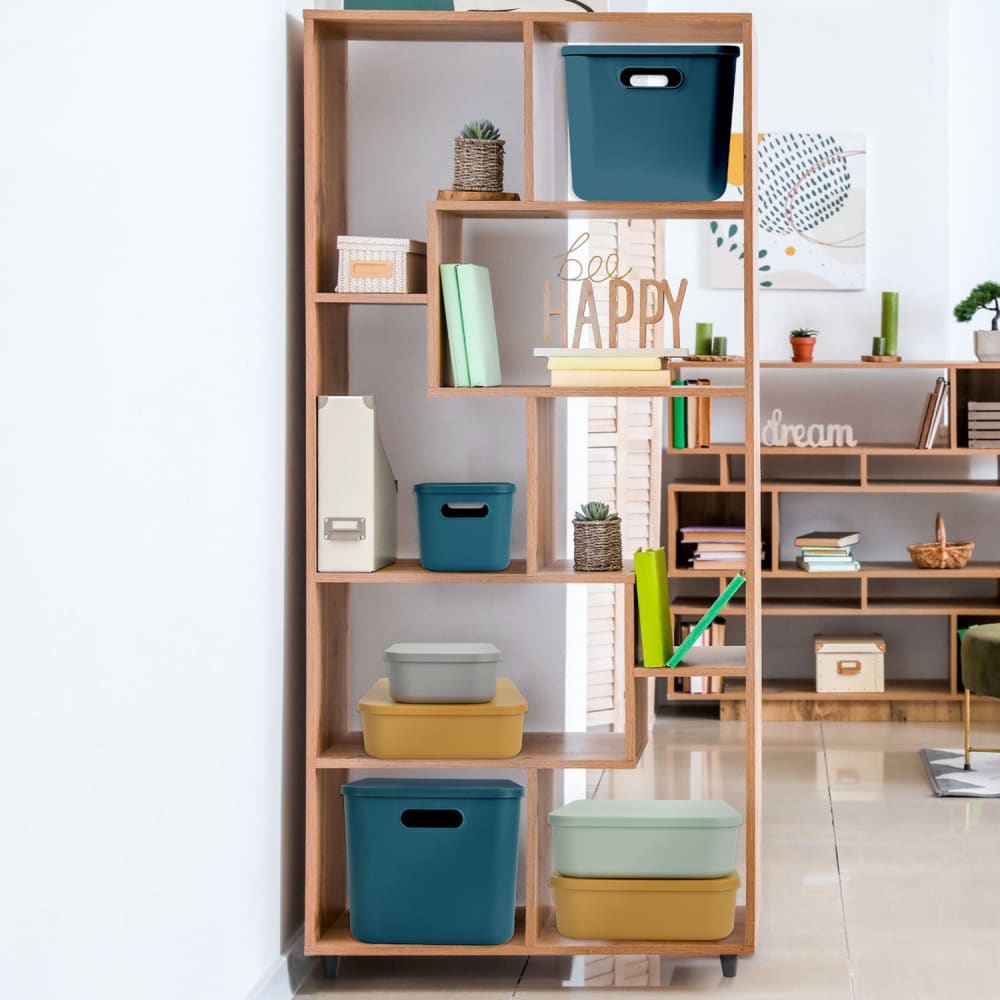 Lot de 2 boîtes avec couvercle Sauge 10,5 L - Maisons du Monde