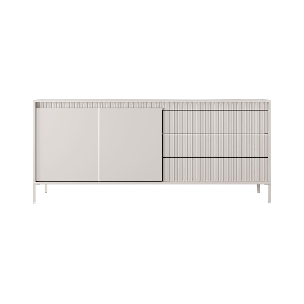 Sideboard mit Türen & Schubladen aus MDF, 188x40x82cm, beige -
