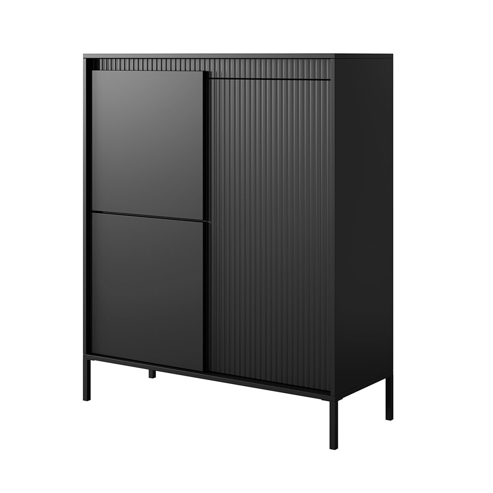 Feldmann-Wohnen Highboard mit viel Stauraum aus MDF, 68x68x49cm, schwarz style modern - Spanplatte