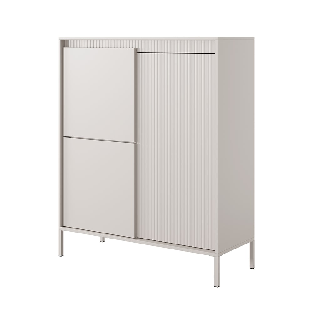 Feldmann-Wohnen Highboard mit viel Stauraum aus MDF, 68x68x49cm, beige style modern - Spanplatte