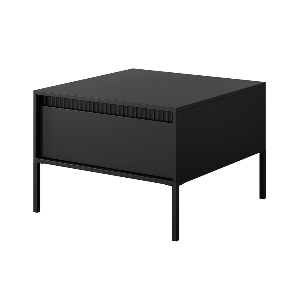 Feldmann-Wohnen Couchtisch mit Schubladen aus MDF, 68x68x49cm, schwarz style modern Beige Spanplatte