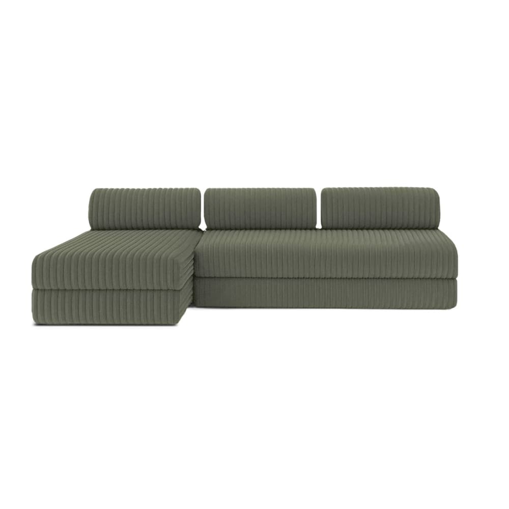 Canapé d'angle convertible 6 places en velours vert