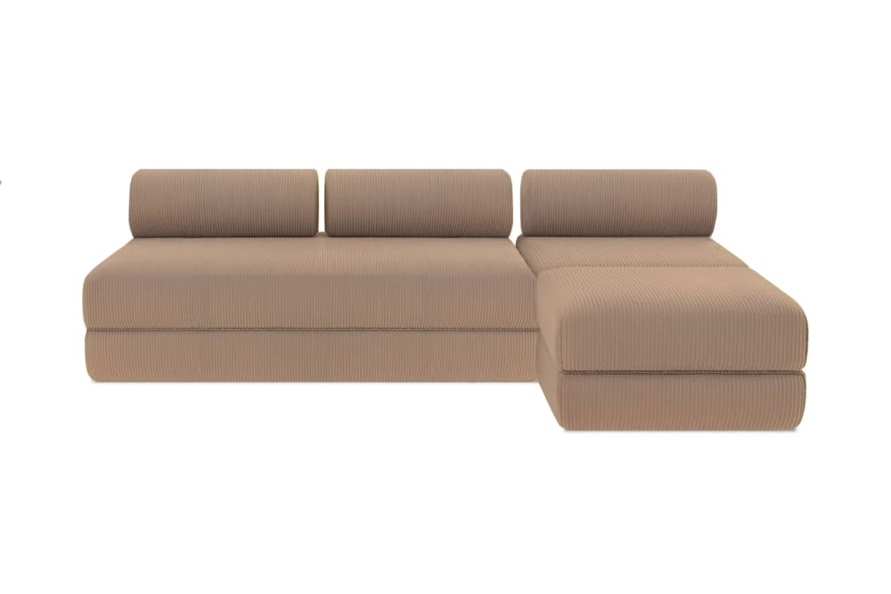 Canapé d'angle convertible 6 places en velours taupe