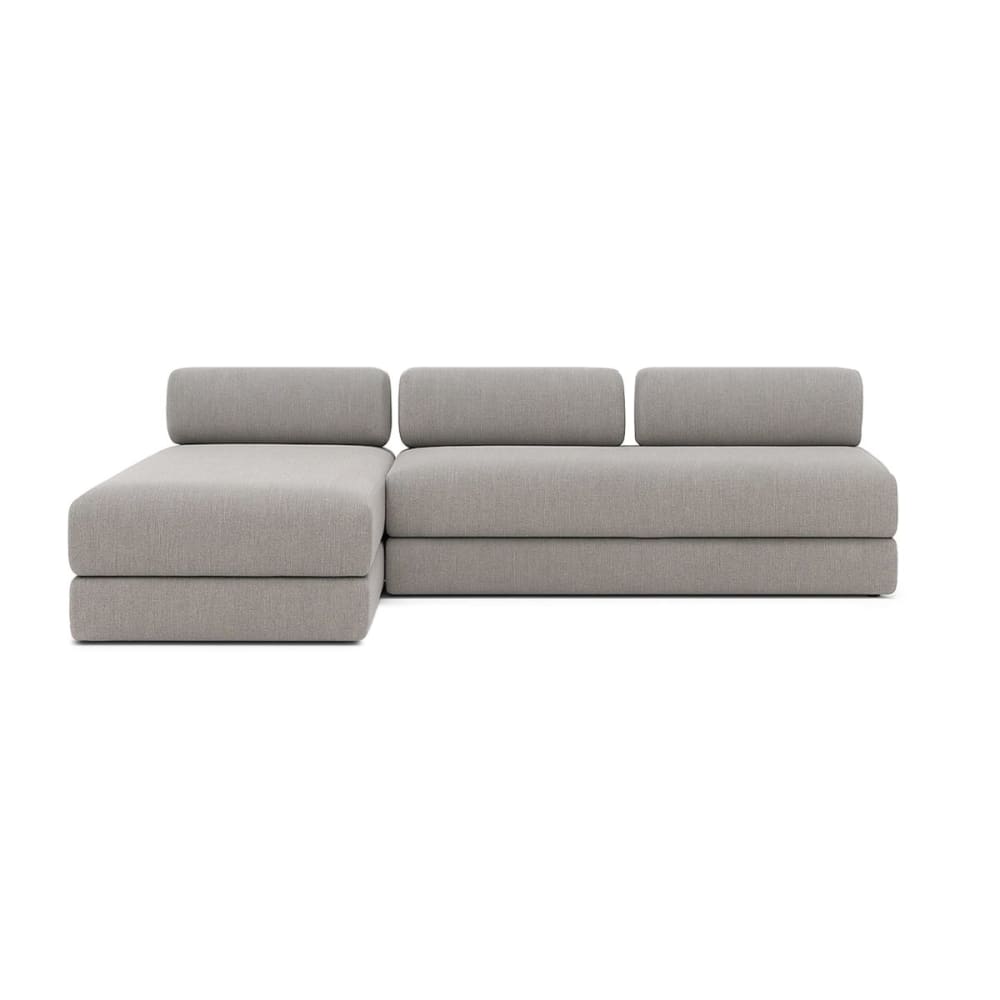 Canapé d'angle convertible 6 places en tissu lisse gris