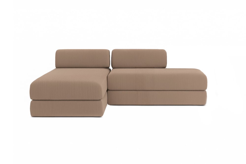 Canapé d'angle convertible 5 places en velours taupe