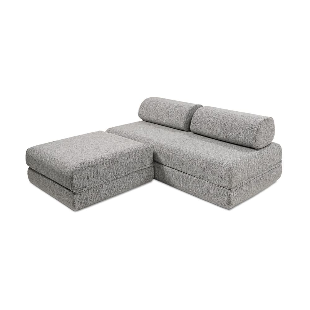 Canapé d'angle convertible et modulable 4 places en tweed gris