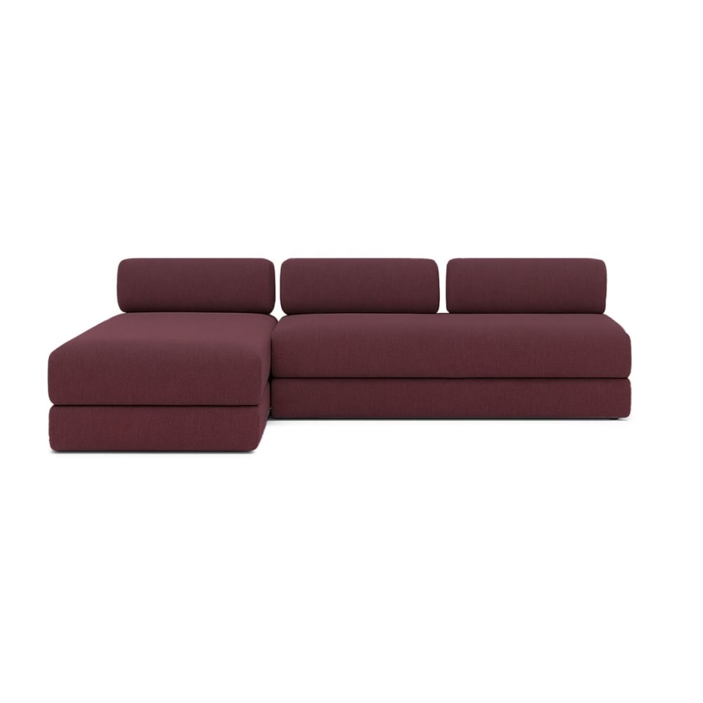 Canapé d'angle convertible 6 places en tissu rouge