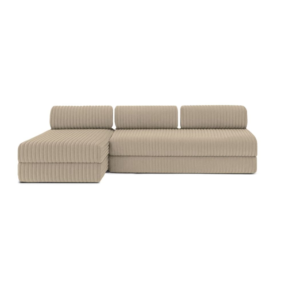 Canapé d'angle convertible 6 places en velours taupe