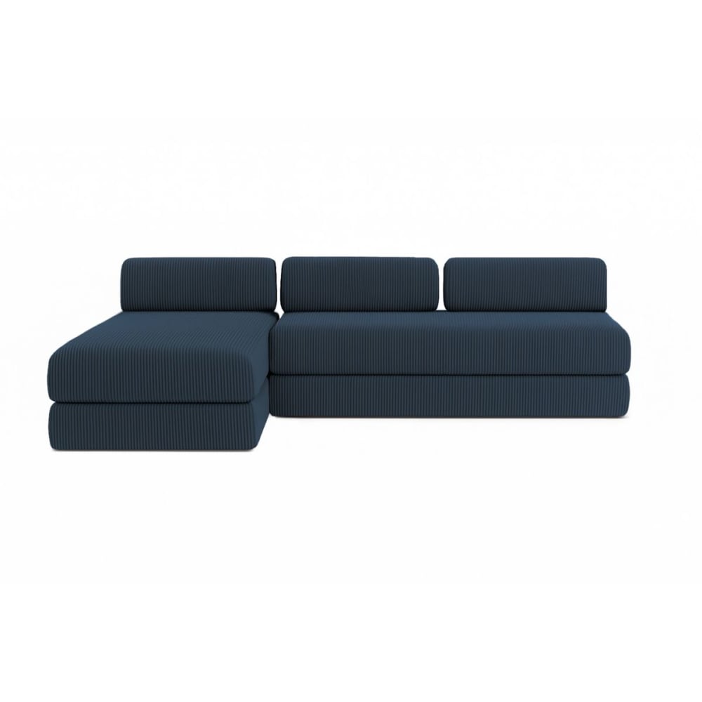 Canapé d'angle convertible 6 places en velours bleu
